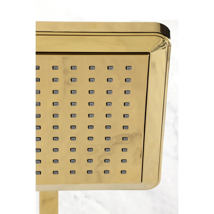 Kingston Brass K250A2CK Claremont 9-5/8" Square Raindrop ABS Shower Head with 15-3/4" Shower Arm, Polished Brass