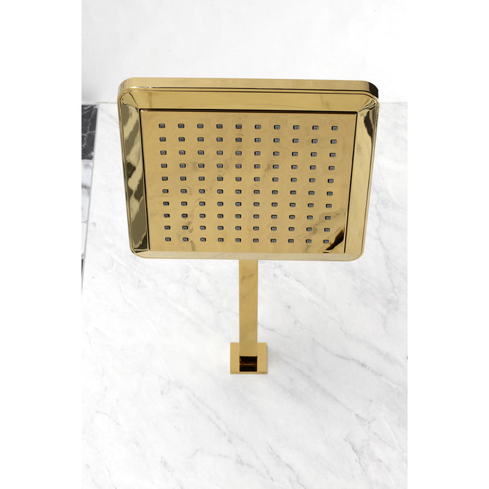 Kingston Brass K250A2CK Claremont 9-5/8" Square Raindrop ABS Shower Head with 15-3/4" Shower Arm, Polished Brass