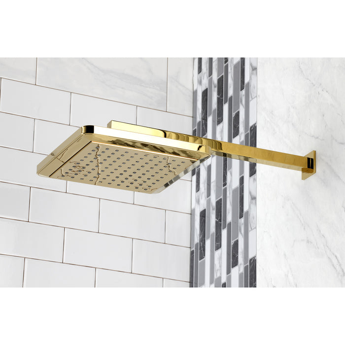 Kingston Brass K250A2CK Claremont 9-5/8" Square Raindrop ABS Shower Head with 15-3/4" Shower Arm, Polished Brass