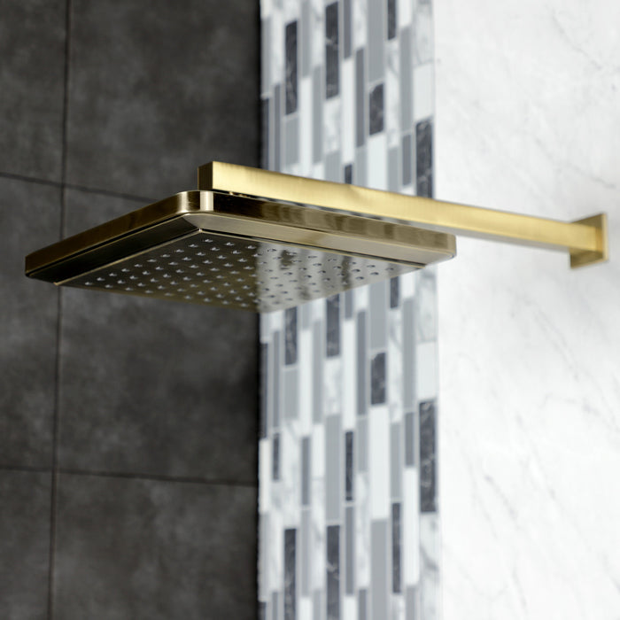 Kingston Brass K250A3CK Claremont 9-5/8" Square Raindrop ABS Shower Head with 15-3/4" Shower Arm, Antique Brass