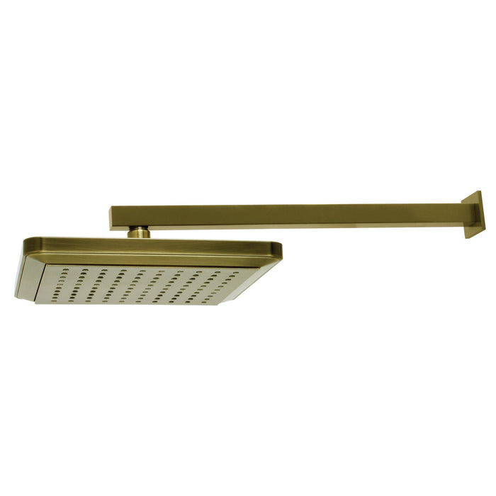 Kingston Brass K250A3CK Claremont 9-5/8" Square Raindrop ABS Shower Head with 15-3/4" Shower Arm, Antique Brass
