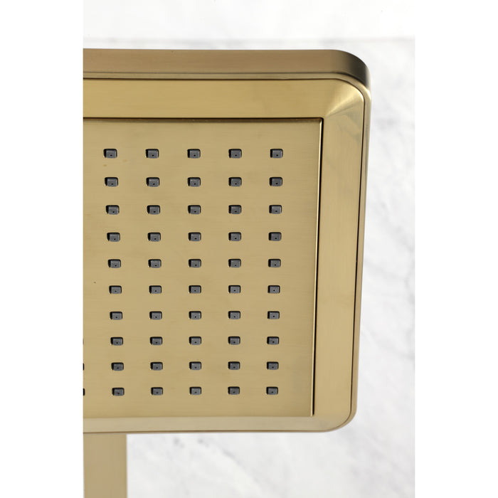 Kingston Brass K250A7CK Claremont 9-5/8" Square Raindrop ABS Shower Head with 15-3/4" Shower Arm, Brushed Brass