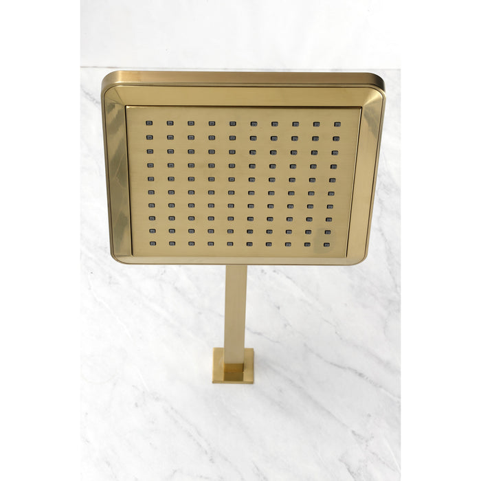 Kingston Brass K250A7CK Claremont 9-5/8" Square Raindrop ABS Shower Head with 15-3/4" Shower Arm, Brushed Brass