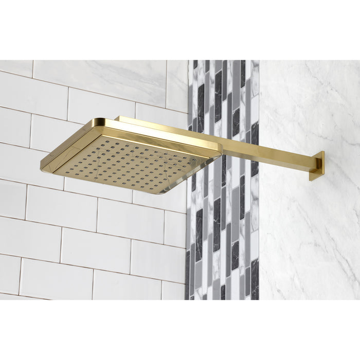 Kingston Brass K250A7CK Claremont 9-5/8" Square Raindrop ABS Shower Head with 15-3/4" Shower Arm, Brushed Brass