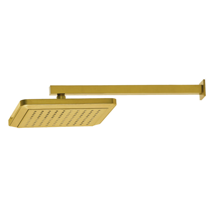 Kingston Brass K250A7CK Claremont 9-5/8" Square Raindrop ABS Shower Head with 15-3/4" Shower Arm, Brushed Brass