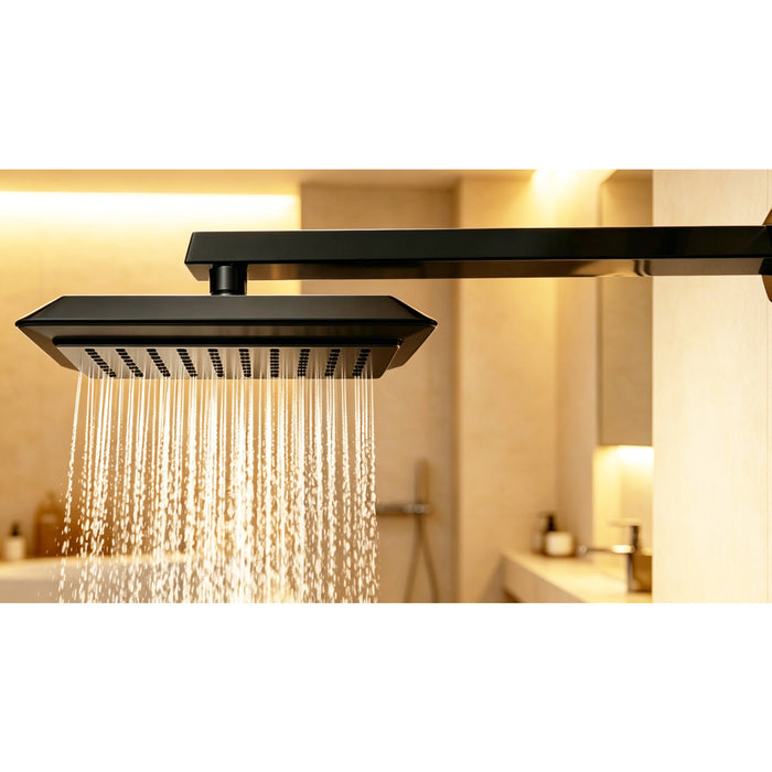 Kingston Brass K251A0 Claremont 9-5/8" Square Rainfall ABS Shower Head, Matte Black
