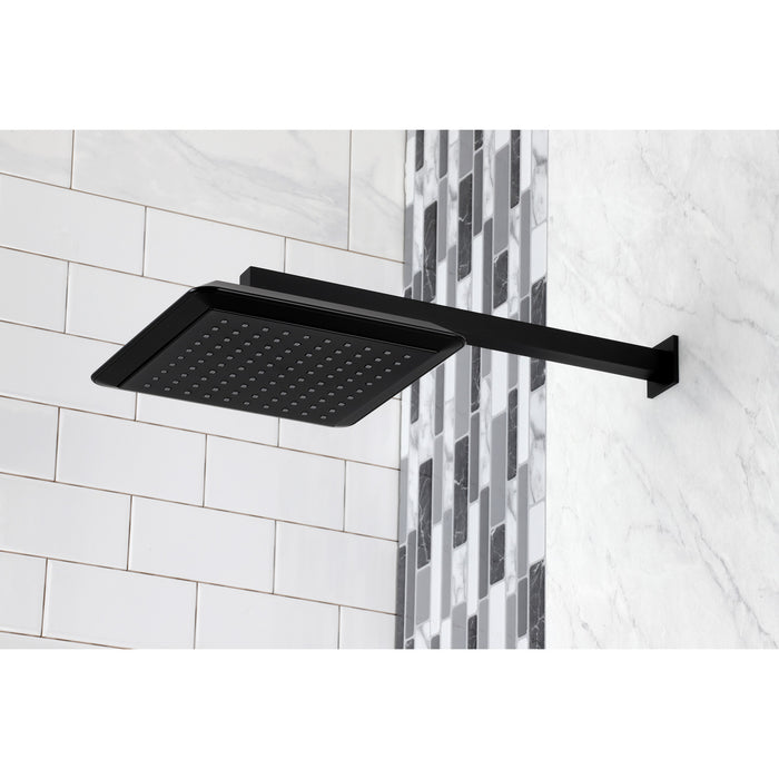 Kingston Brass K251A0CK Claremont 9-5/8" Square Raindrop ABS Shower Head with 15-3/4" Shower Arm, Matte Black