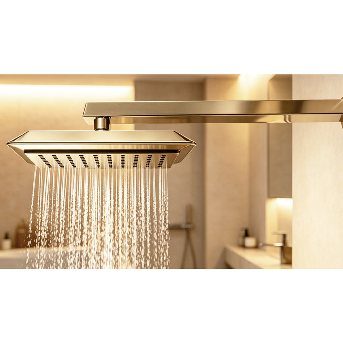 Kingston Brass K251A2 Claremont 9-5/8" Square Rainfall ABS Shower Head, Polished Brass