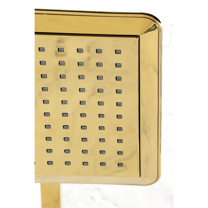 Kingston Brass K251A2CK Claremont 9-5/8" Square Raindrop ABS Shower Head with 15-3/4" Shower Arm, Polished Brass