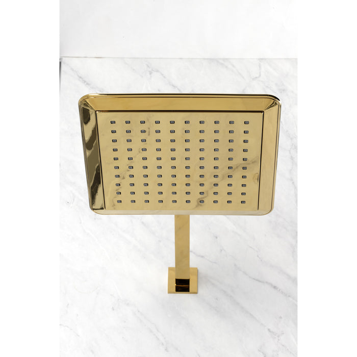 Kingston Brass K251A2CK Claremont 9-5/8" Square Raindrop ABS Shower Head with 15-3/4" Shower Arm, Polished Brass