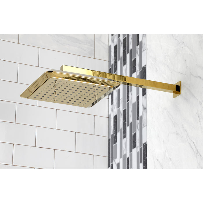 Kingston Brass K251A2CK Claremont 9-5/8" Square Raindrop ABS Shower Head with 15-3/4" Shower Arm, Polished Brass