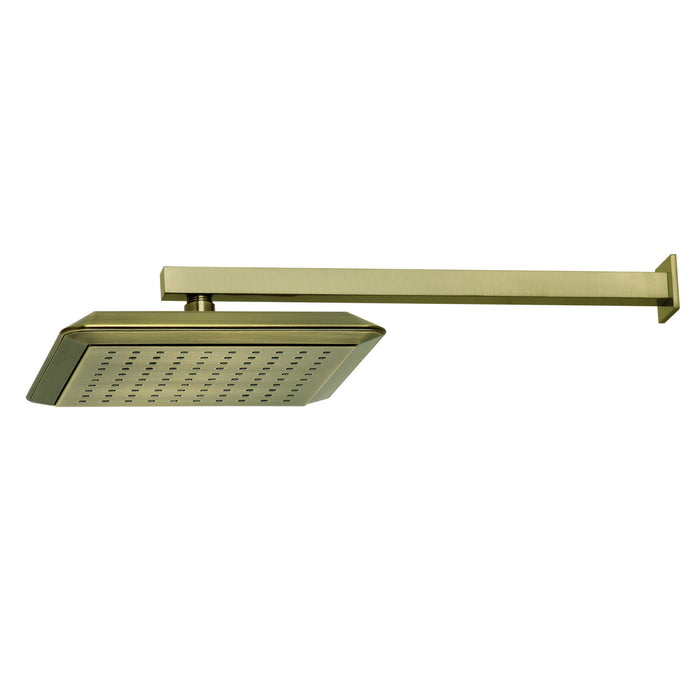 Kingston Brass K251A3CK Claremont 9-5/8" Square Raindrop ABS Shower Head with 15-3/4" Shower Arm, Antique Brass