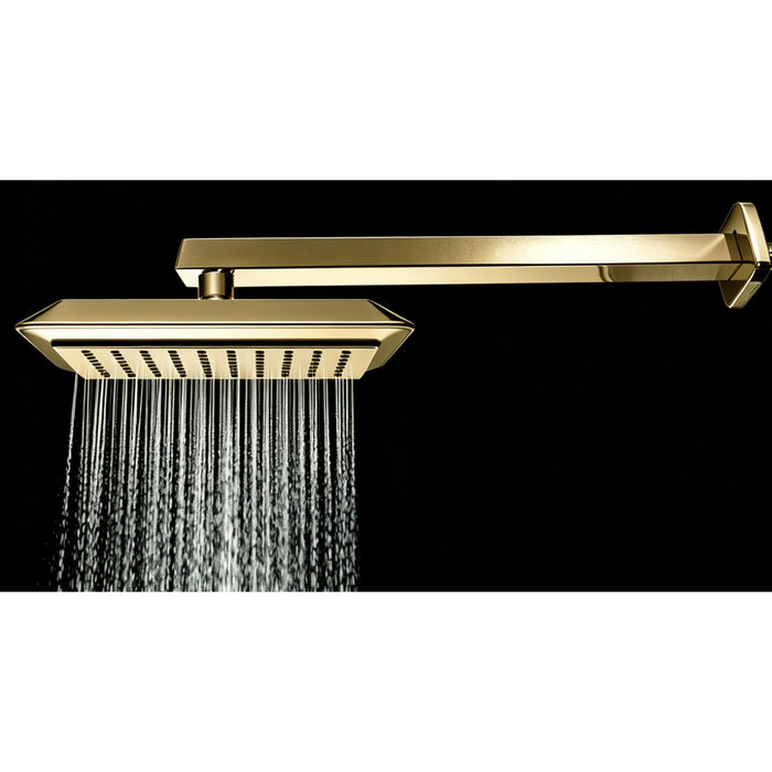 Kingston Brass K251A7 Claremont 9-5/8" Square Rainfall ABS Shower Head, Brushed Brass
