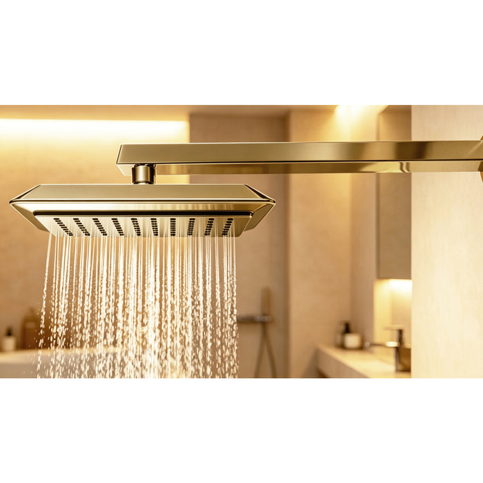 Kingston Brass K251A7 Claremont 9-5/8" Square Rainfall ABS Shower Head, Brushed Brass