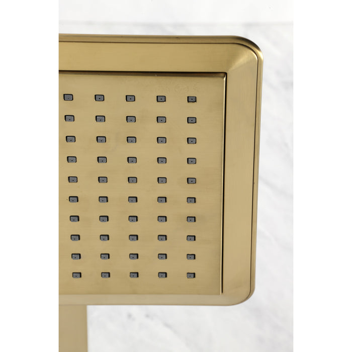 Kingston Brass K251A7CK Claremont 9-5/8" Square Raindrop ABS Shower Head with 15-3/4" Shower Arm, Brushed Brass