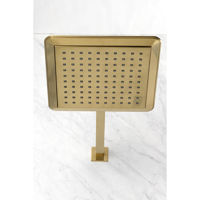 Kingston Brass K251A7CK Claremont 9-5/8" Square Raindrop ABS Shower Head with 15-3/4" Shower Arm, Brushed Brass
