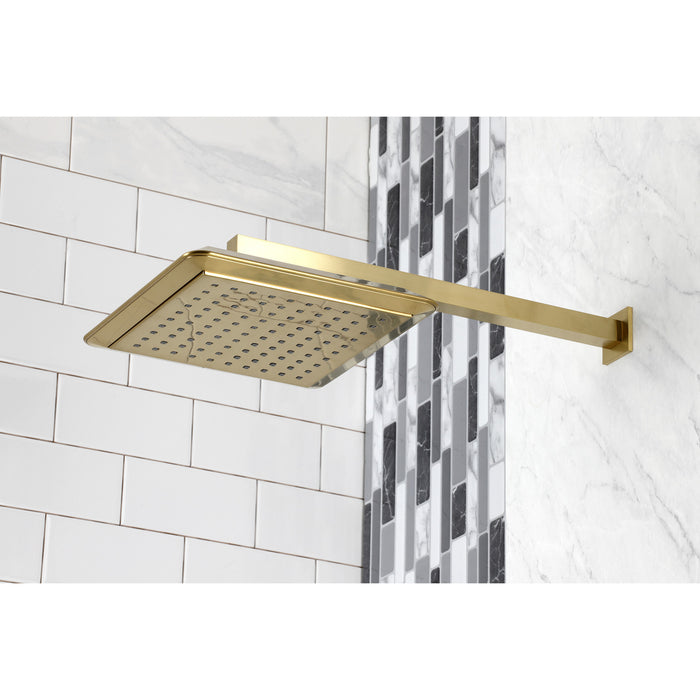 Kingston Brass K251A7CK Claremont 9-5/8" Square Raindrop ABS Shower Head with 15-3/4" Shower Arm, Brushed Brass