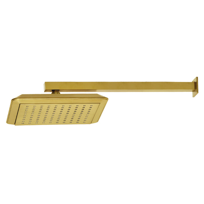 Kingston Brass K251A7CK Claremont 9-5/8" Square Raindrop ABS Shower Head with 15-3/4" Shower Arm, Brushed Brass