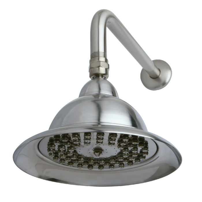Kingston Brass K306C8CK Vintage 6" Round Raindrop Brass Shower Head with 12" Shower Arm, Brushed Nickel