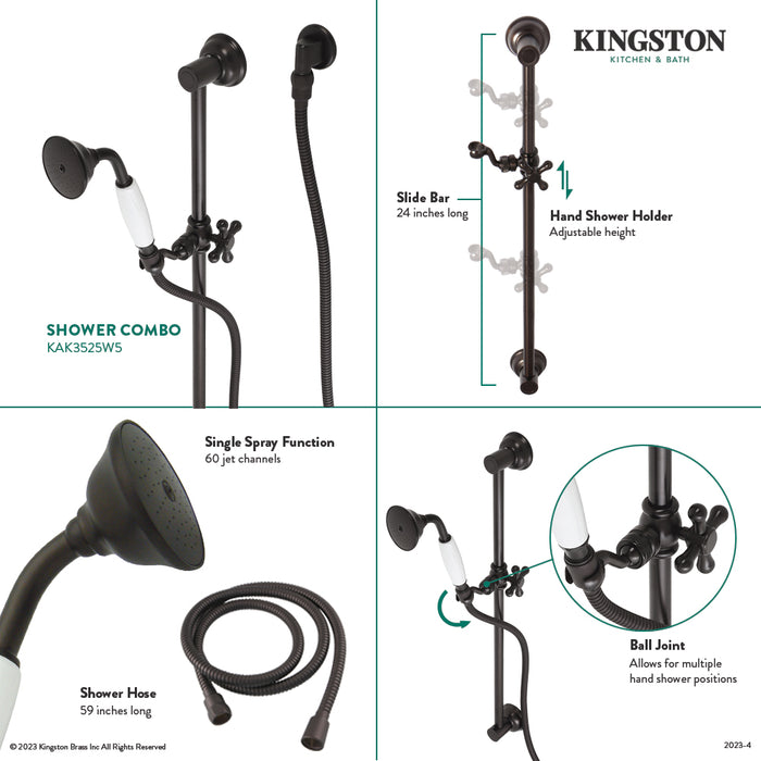 Kingston Brass KAK3525W5 Made to Match Shower System with 24" Slide/Grab Bar and Hand Shower, Oil Rubbed Bronze