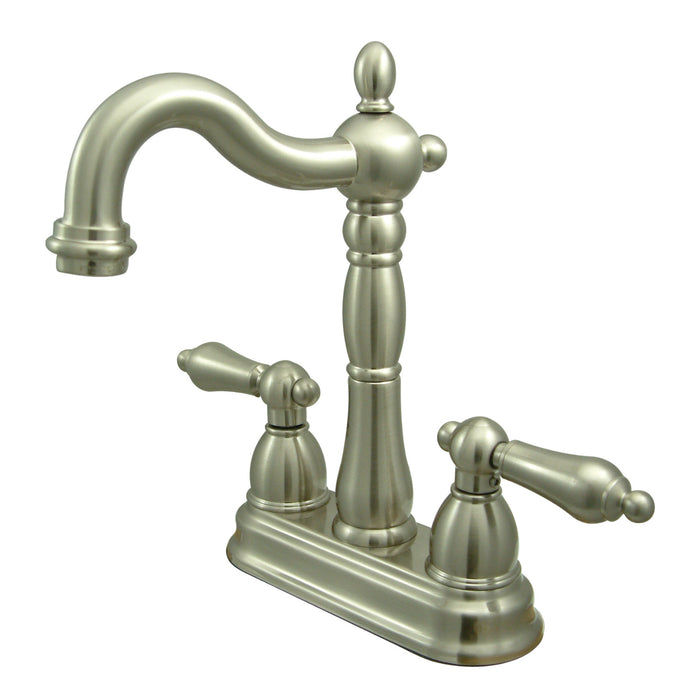 Kingston Brass KB1498AL Heritage Double-Handle 4" Centerset Bar Faucet, Brushed Nickel