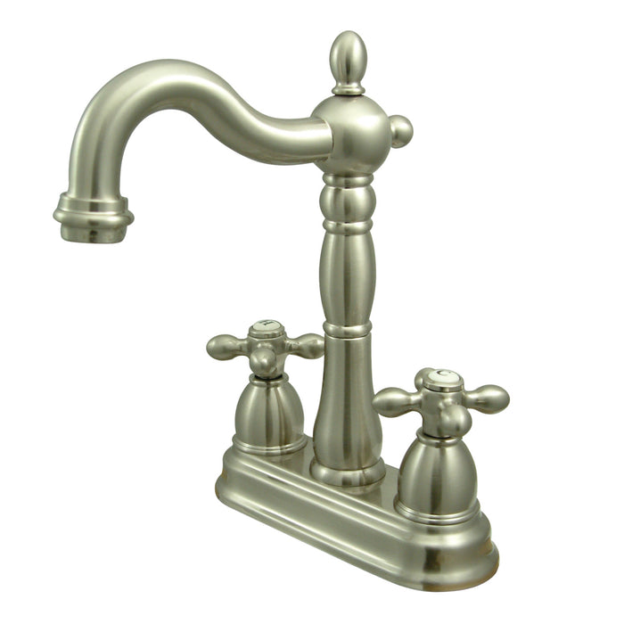 Kingston Brass KB1498AX Heritage Double-Handle 4" Centerset Bar Faucet, Brushed Nickel