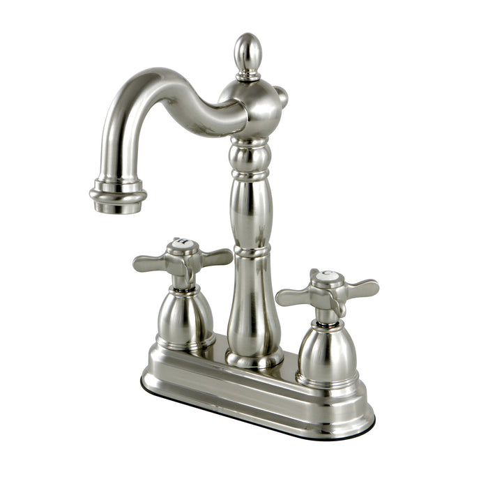 Kingston Brass KB1498BEX Essex Double-Handle 4" Centerset Bar Faucet, Brushed Nickel