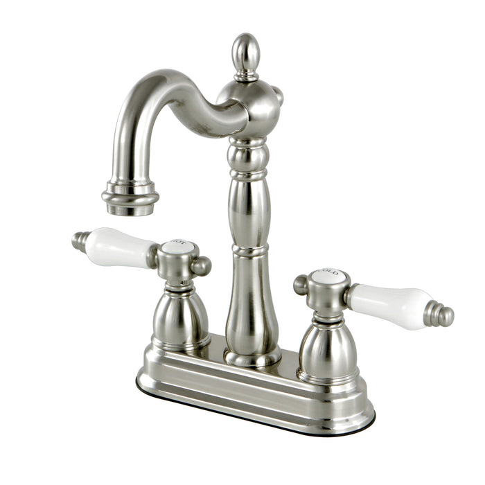 Kingston Brass KB1498BPL Bel-Air Double-Handle 4" Centerset Bar Faucet, Brushed Nickel