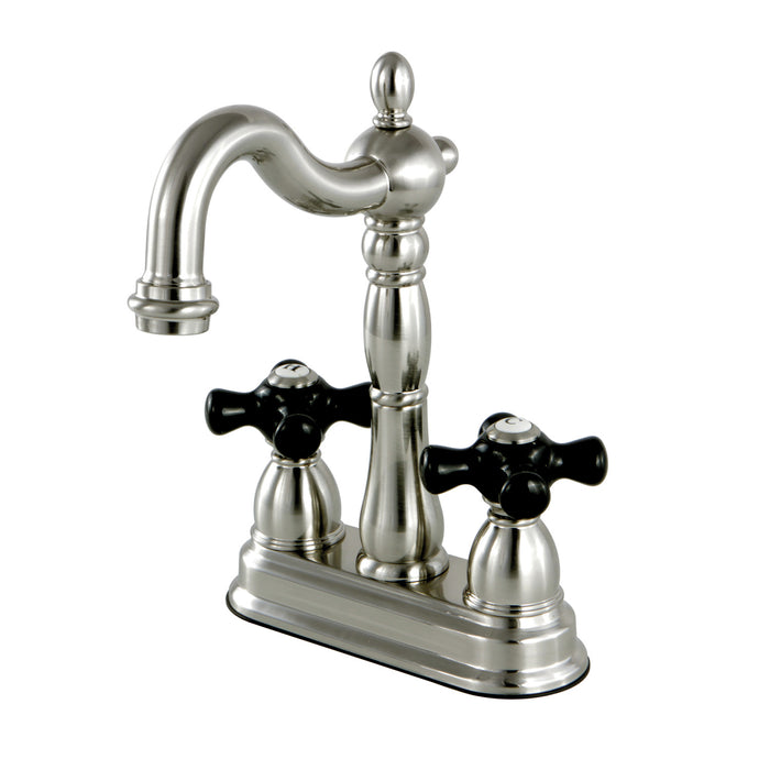 Kingston Brass KB1498PKX Duchess Double-Handle 4" Centerset Bar Faucet, Brushed Nickel