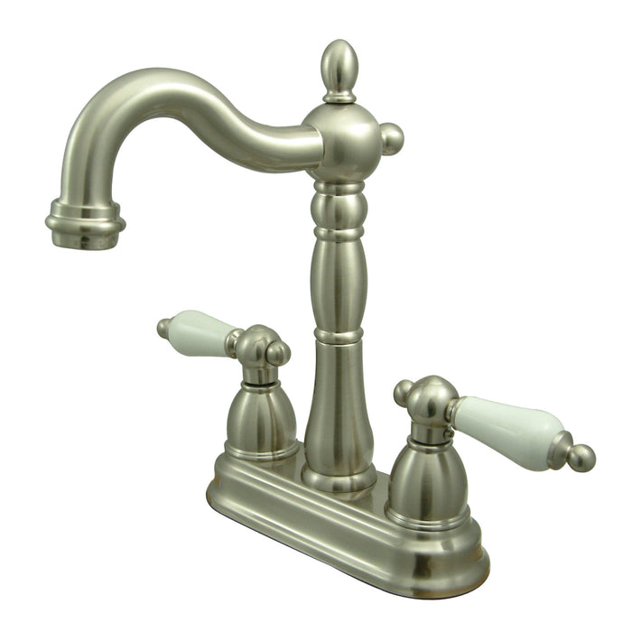 Kingston Brass KB1498PL Heritage Double-Handle 4" Centerset Bar Faucet, Brushed Nickel