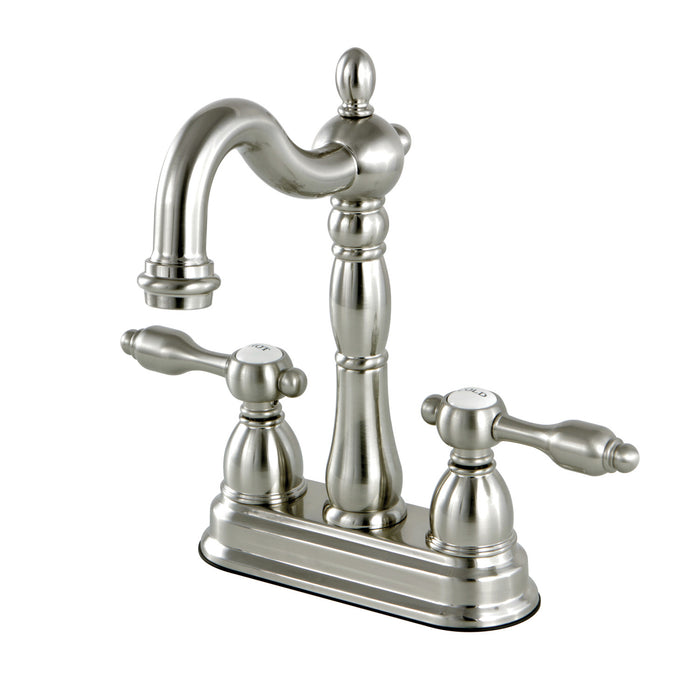 Kingston Brass KB1498TAL Tudor Double-Handle 4" Centerset Bar Faucet, Brushed Nickel