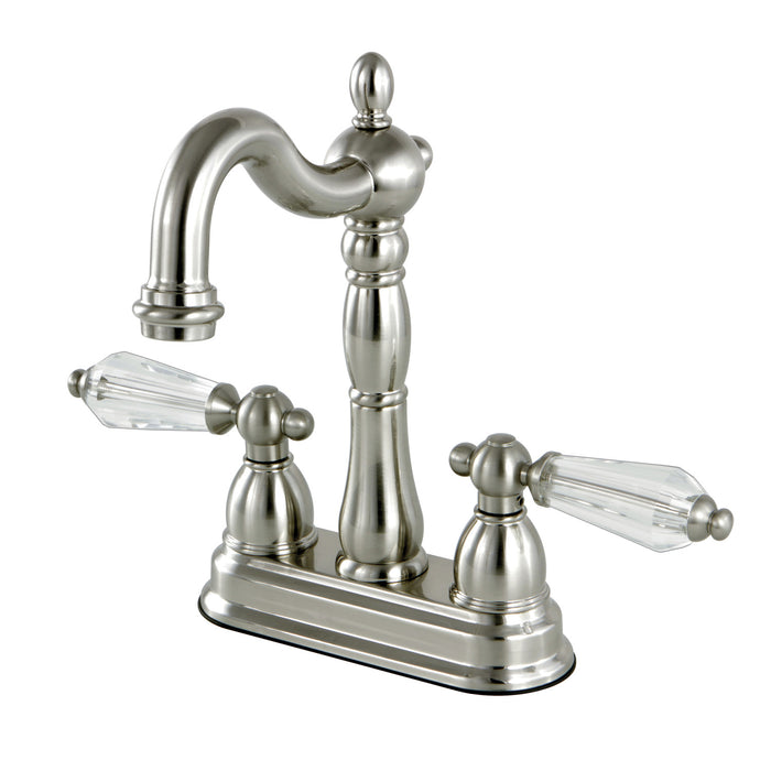 Kingston Brass KB1498WLL Wilshire Double-Handle 4" Centerset Bar Faucet, Brushed Nickel