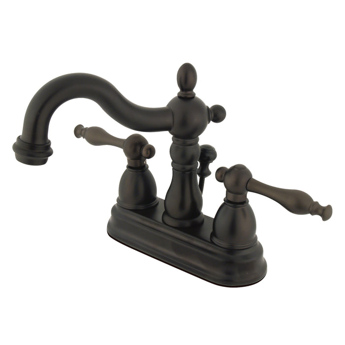 Kingston Brass KB1605NL Heritage Double-Handle 4" Centerset Bathroom Faucet with Pop-Up Drain, Oil Rubbed Bronze