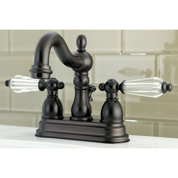 Kingston Brass KB1605WLL Wilshire Double-Handle 4" Centerset Bathroom Faucet with Pop-Up Drain, Oil Rubbed Bronze