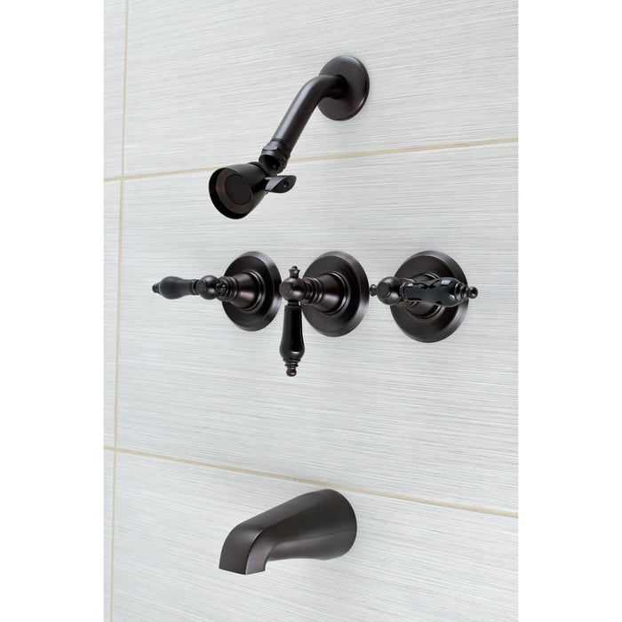 Kingston Brass KB235AKL Duchess Triple-Handle Tub and Shower Faucet, Oil Rubbed Bronze