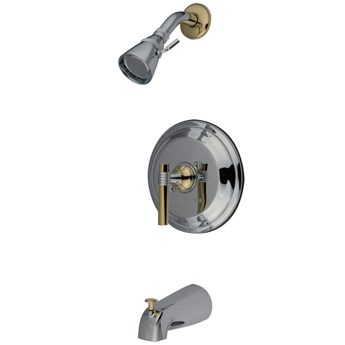 Kingston Brass KB2634MLT Milano Single-Handle Pressure Balanced Tub and Shower Faucet, Trim Only, Polished Chrome/Polished Brass
