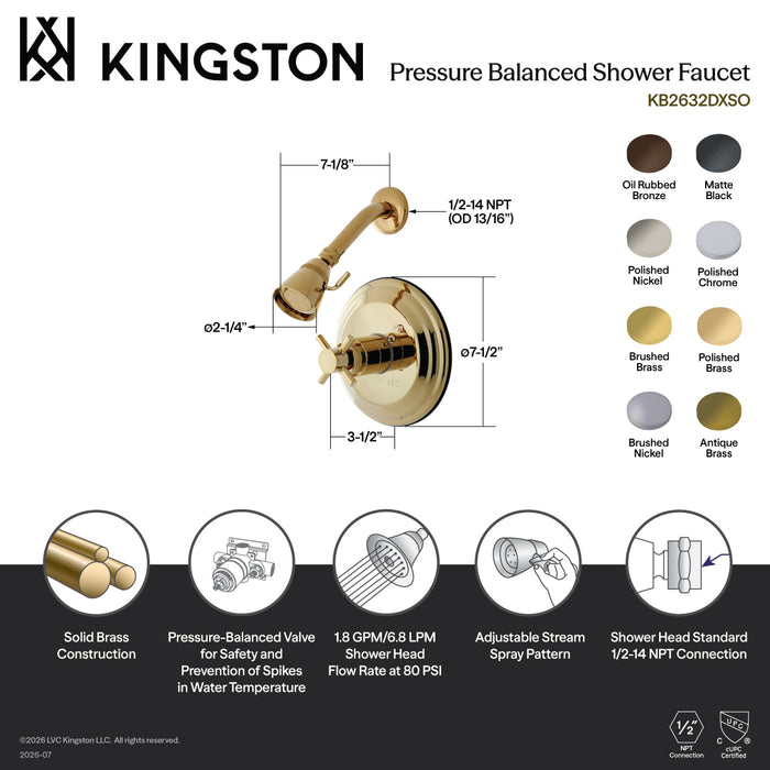 Kingston Brass KB2635DXSO Concord Single-Handle Pressure Balanced Shower Faucet, Oil Rubbed Bronze