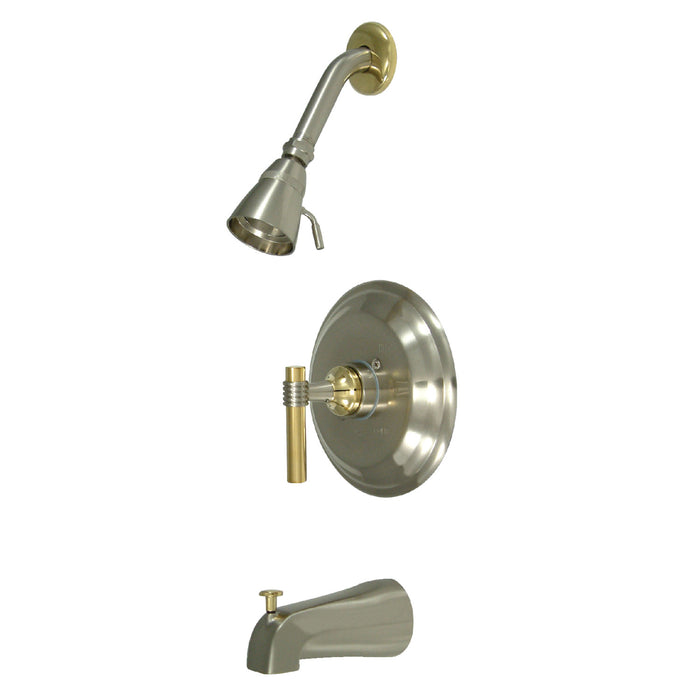 Kingston Brass KB2639ML Milano Single-Handle Pressure Balanced Tub and Shower Faucet, Brushed Nickel/Polished Brass