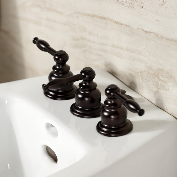 Kingston Brass KB325KL Knight Three-Handle Bidet Faucet with Brass Pop-Up, Oil Rubbed Bronze