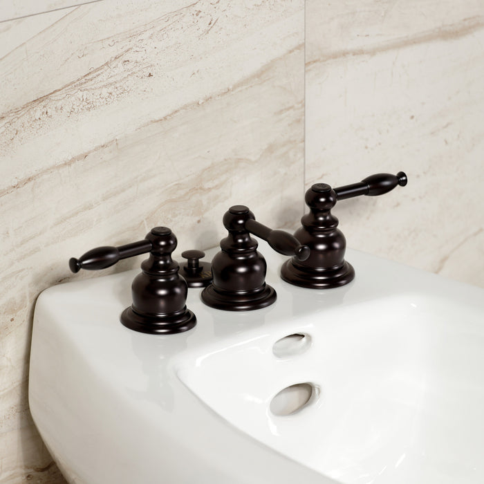 Kingston Brass KB325KL Knight Three-Handle Bidet Faucet with Brass Pop-Up, Oil Rubbed Bronze