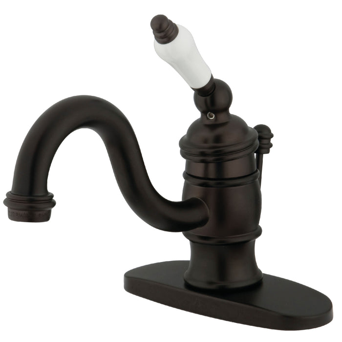 Kingston Brass KB3405PL Victorian One-Handle Single-Hole Bathroom Faucet with Deck Plate and Pop-Up Drain, Oil Rubbed Bronze