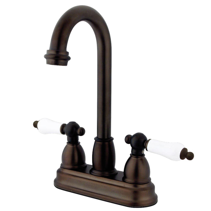 Kingston Brass KB3495PL Restoration Double-Handle 4" Centerset Bar Faucet, Oil Rubbed Bronze