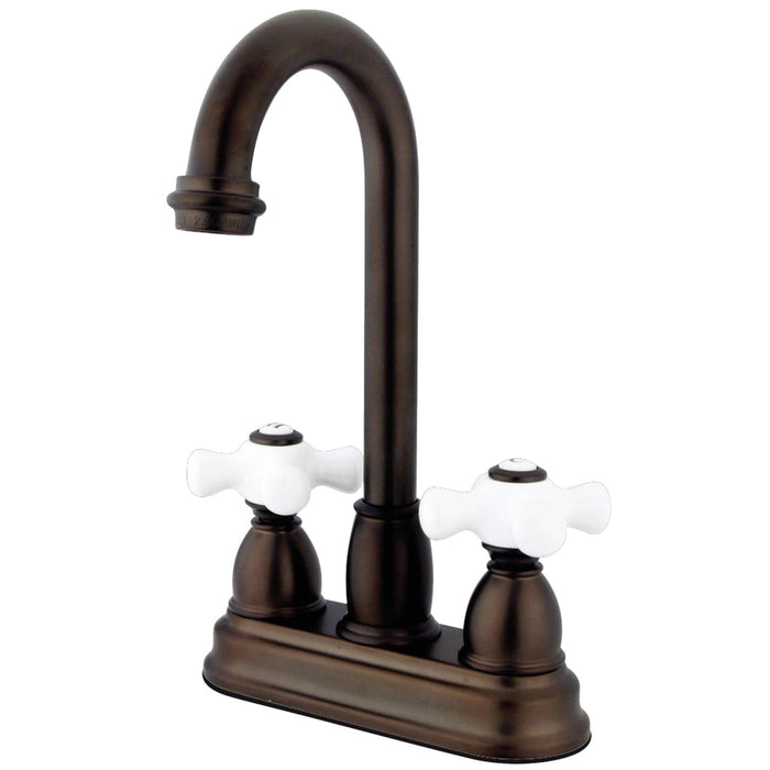 Kingston Brass KB3495PX Restoration Double-Handle 4" Centerset Bar Faucet, Oil Rubbed Bronze