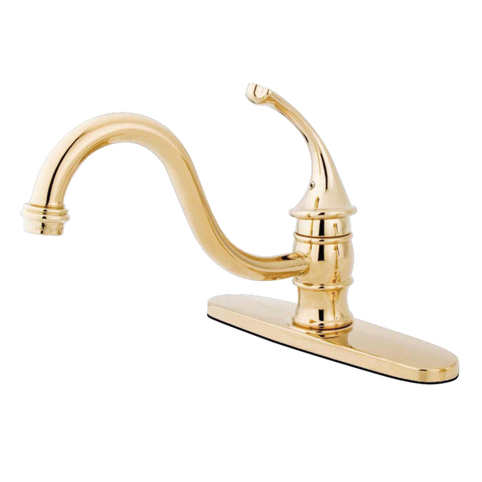 Kingston KB3572GLLS Georgian Single-Handle Kitchen Faucet, Polished Brass