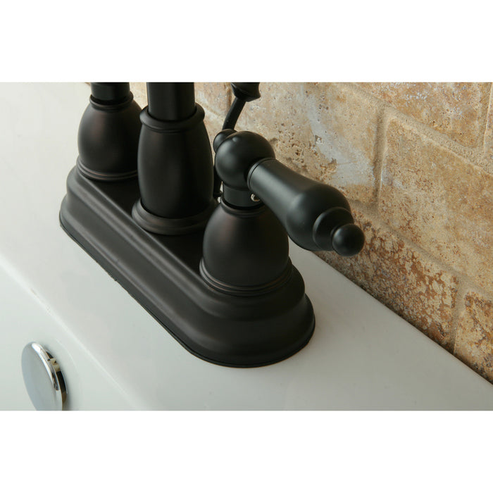 Kingston Brass KB3615AL Restoration Double-Handle 4" Centerset Bathroom Faucet with Pop-Up Drain, Oil Rubbed Bronze