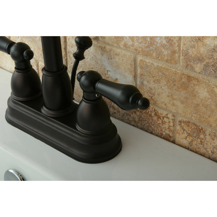 Kingston Brass KB3615AL Restoration Double-Handle 4" Centerset Bathroom Faucet with Pop-Up Drain, Oil Rubbed Bronze
