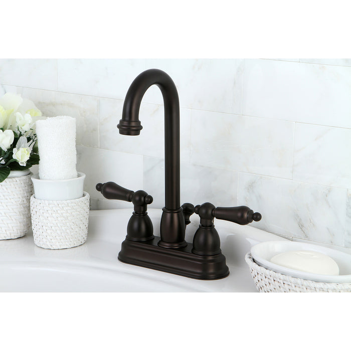 Kingston Brass KB3615AL Restoration Double-Handle 4" Centerset Bathroom Faucet with Pop-Up Drain, Oil Rubbed Bronze