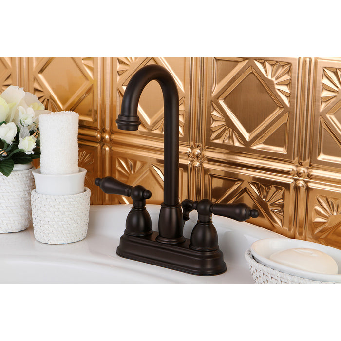 Kingston Brass KB3615AL Restoration Double-Handle 4" Centerset Bathroom Faucet with Pop-Up Drain, Oil Rubbed Bronze