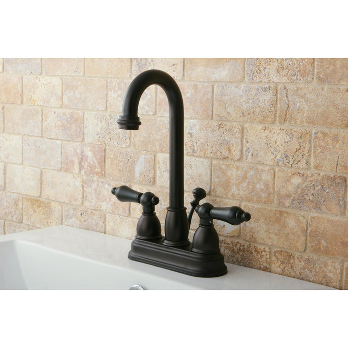 Kingston Brass KB3615AL Restoration Double-Handle 4" Centerset Bathroom Faucet with Pop-Up Drain, Oil Rubbed Bronze