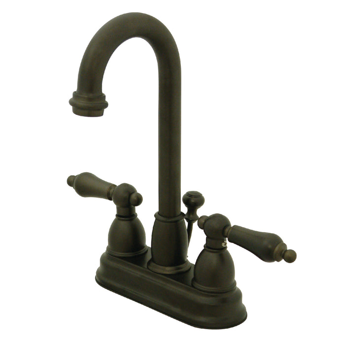 Kingston Brass KB3615AL Restoration Double-Handle 4" Centerset Bathroom Faucet with Pop-Up Drain, Oil Rubbed Bronze